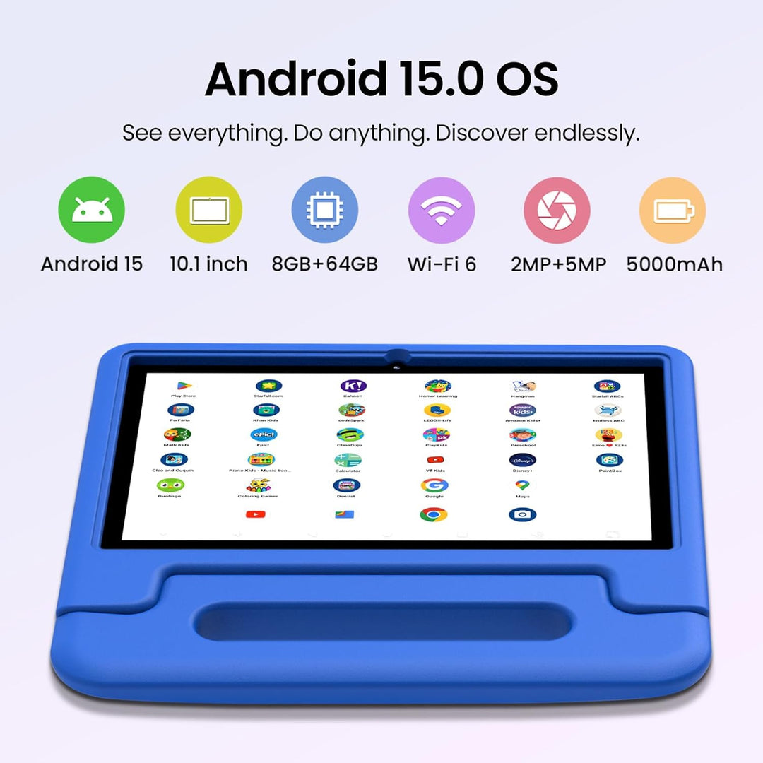 ApoloSignage 2025 Tablet Android 15 para niños, pantalla HD de 10 p...