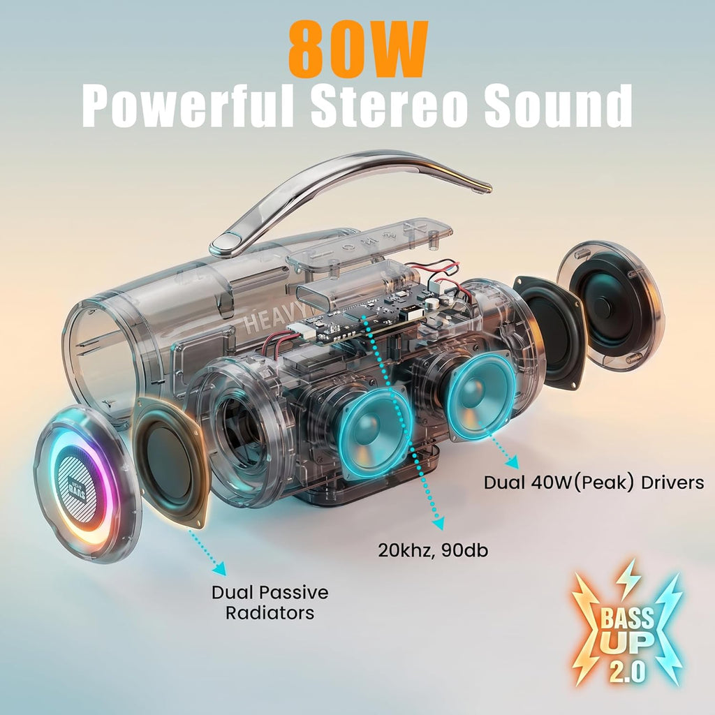 HEAVY BASS Altavoces Bluetooth inalámbricos, altavoz portátil de 80...