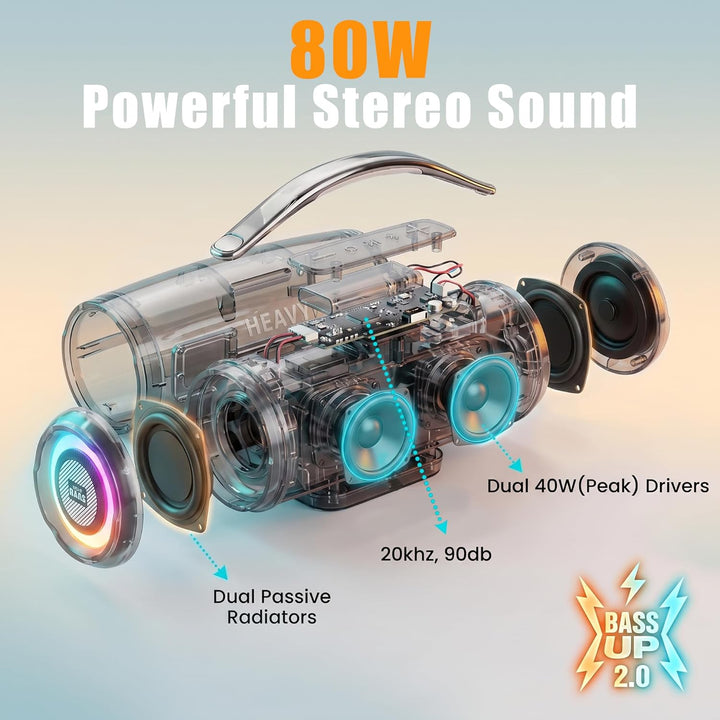 HEAVY BASS Altavoces Bluetooth inalámbricos, altavoz portátil de 80...