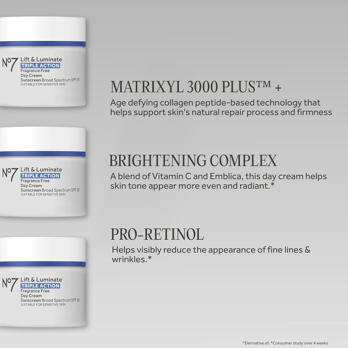 No7 Lift &amp; Luminate Crema facial de triple acción, sin fraganci...