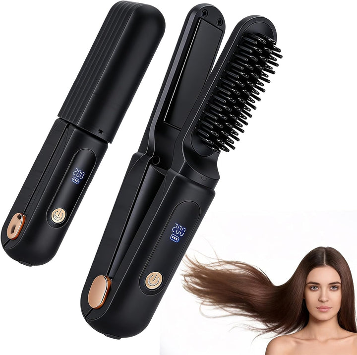 Cepillo alisador de pelo inalámbrico, alisador de pelo portátil de...