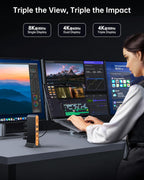NOVOO Estación de acoplamiento para laptop con monitor dual, pantalla triple 15 en 1, 8K@30Hz DP, HDMI dual 4K@60Hz, 10Gbps USB-A/C, SD/TF, Ethernet 1Gbps, adaptador de base para monitor dual para