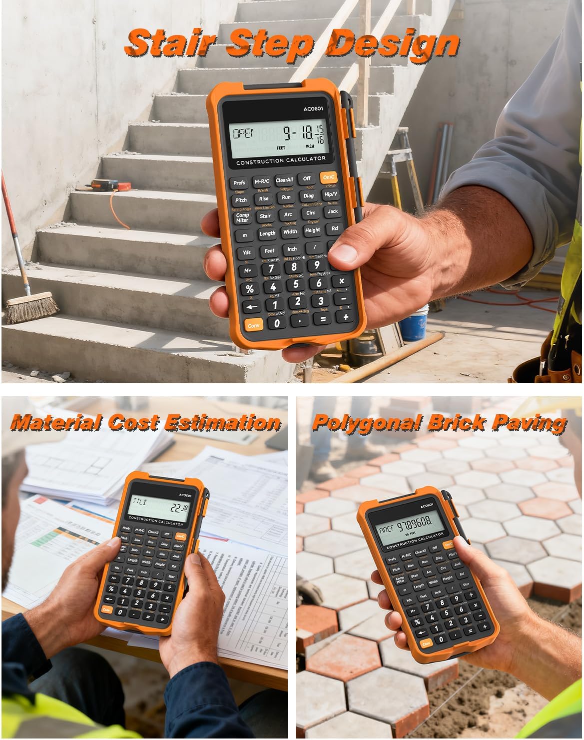ROATEE Calculadora de construcción con tableta de escritura Industrial y