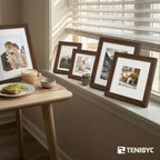 Juego de 4 portarretratos de 5 x 7 pulgadas, de madera maciza marrón, vidrio templado, para fotos de 4 x 6 con paspartú o de 5 x 7 sin decoración de habitación, oficina, galería y pasillo