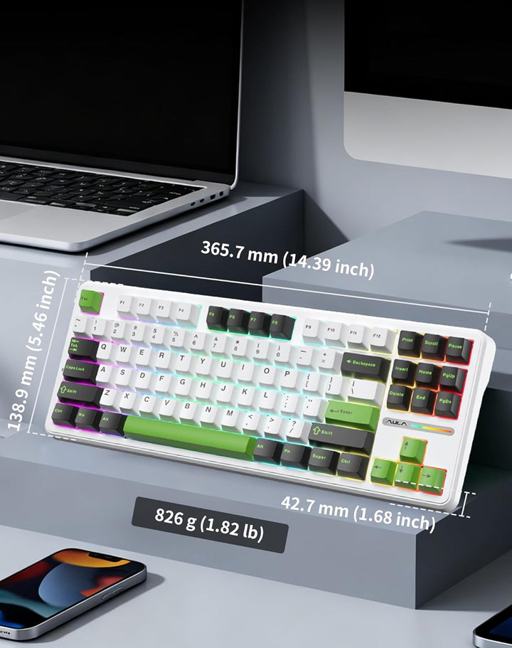 Aula F87 Pro - Teclado mecánico inalámbrico, 87 teclas TKL Tri-Mode...