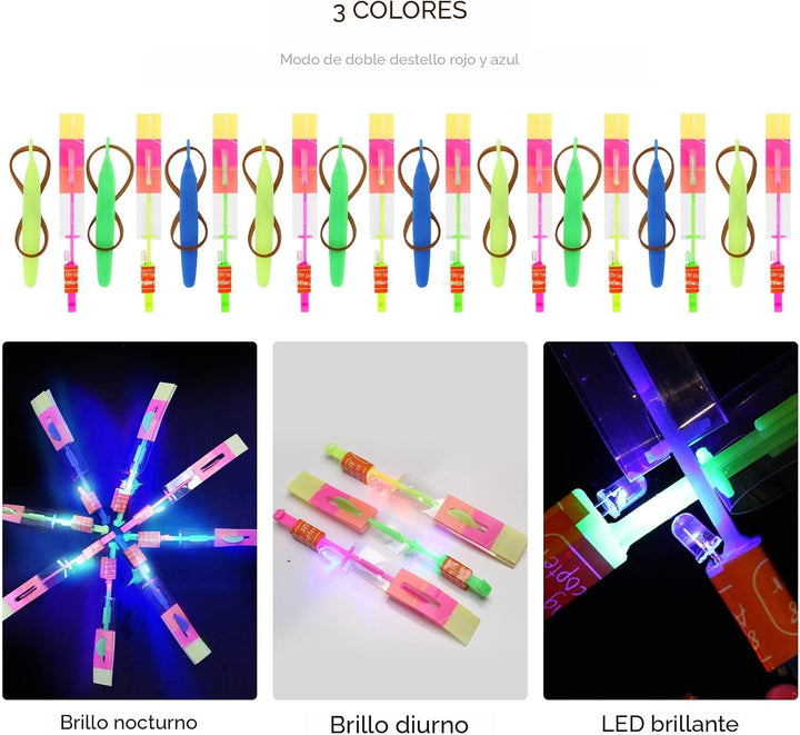 lpvoqpth Juego de 25 juegos de LED voladores, 25 tirachinas + 25 he...