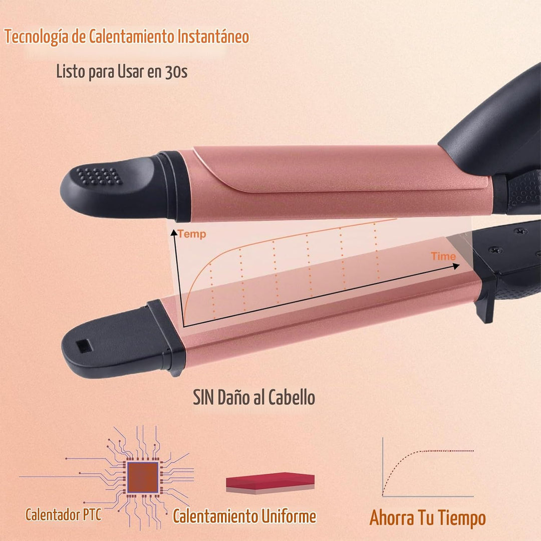 Plancha y rizadora de pelo 2 en 1, combo de plancha plana de cerámi...