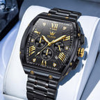 OLEVS Reloj para Hombres Analógico Cuarzo Lujo Diamante Resistente al Agua Cronógrafo Acero Inoxidable Carita Grande Cuadrado Fecha Fase Lunar Romano Relojes de Vestir para Hombres