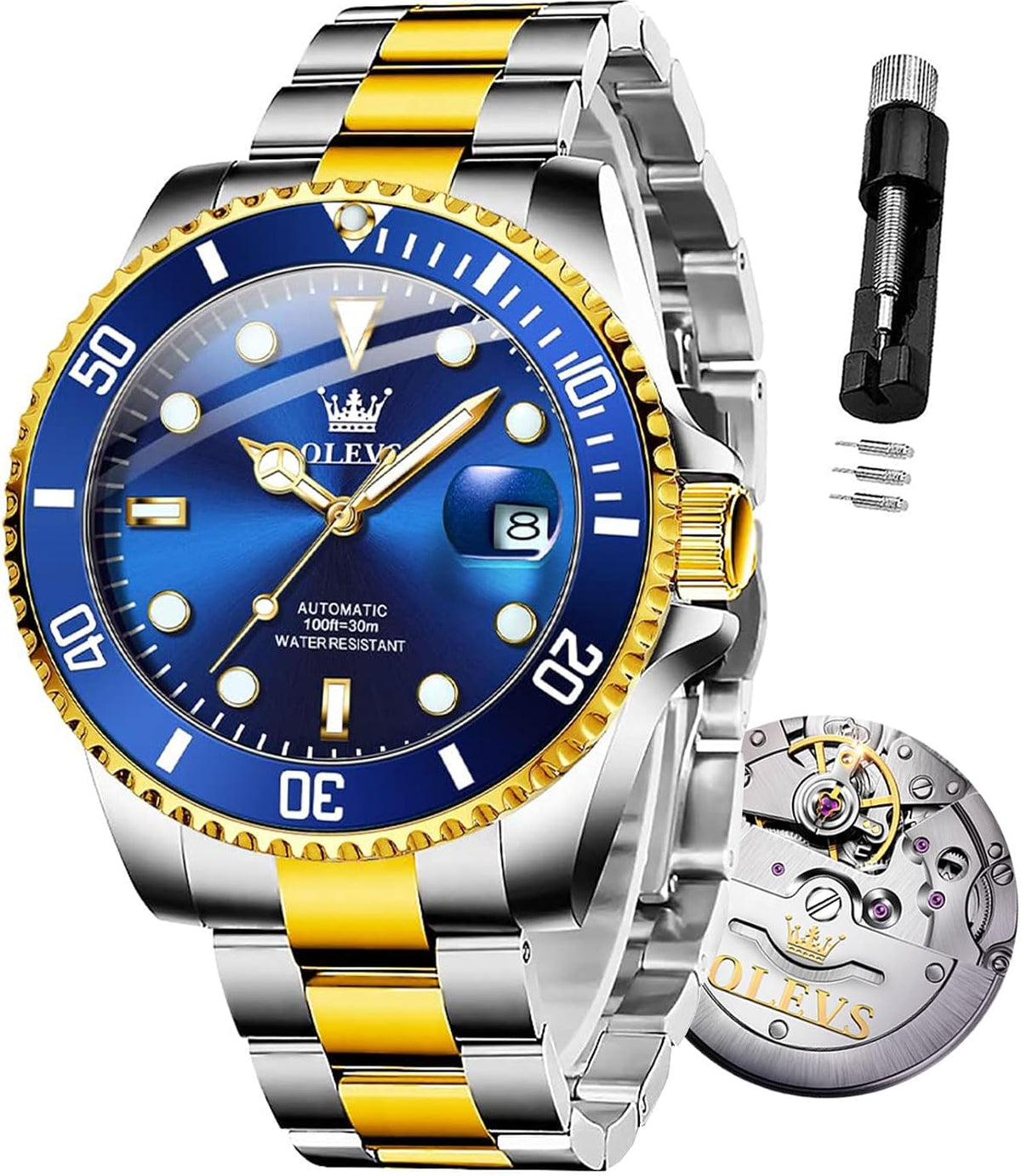 OLEVS Reloj Automático Mecánico para Hombre de Lujo, Recia Carga Automática