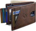 Cartera para hombre, tarjetero desplegable delgado con bloqueo RFID, billetera plegable minimalista con 9 ranuras para tarjetas, ventana de identificación y bolsillo para efectivo, funda de