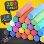 280 tizas para acera en 24 colores: tizas lavables Jumbo para niños