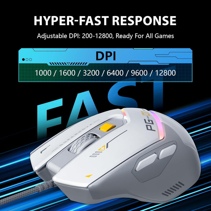 INPHIC PG1 - Mouse ergonómico para juegos de computadora, 12800 DPI...