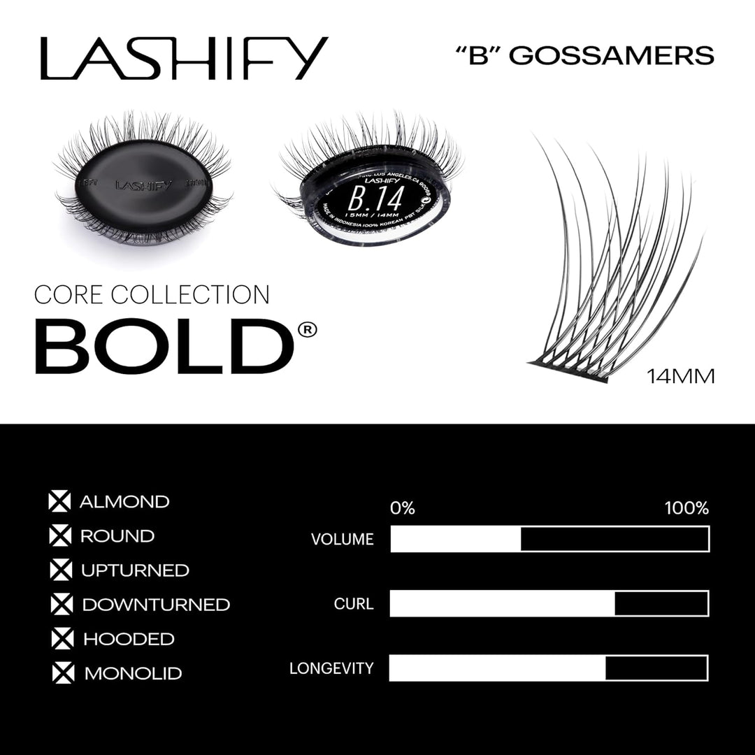 Lashify Recambio de extensiones de pestañas Gossamer de 0.55 pulgad...