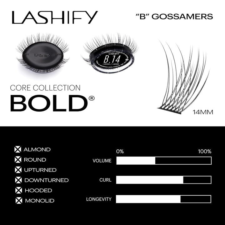 Lashify Recambio de extensiones de pestañas Gossamer de 0.55 pulgad...