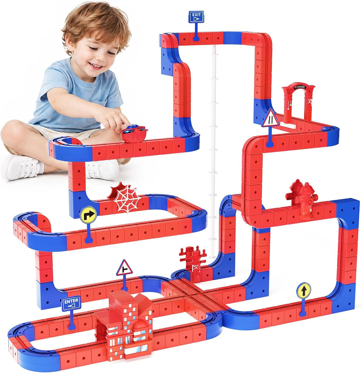 157Pcs Juego de Trenes Eléctricos, Juguetes de Riel STEM para Niños de 3, 4, 5, 6, 7 y 8 años