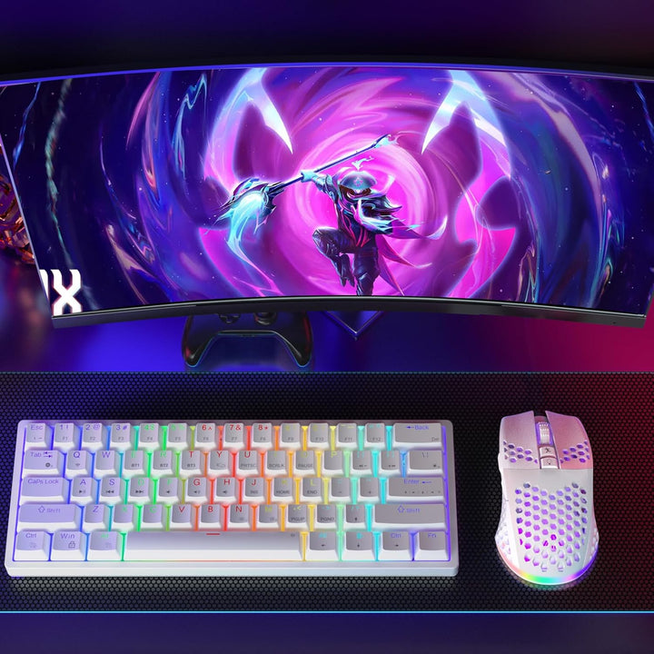 SOLAKAKA SM600 - Ratón inalámbrico blanco para juegos, tres modos B...