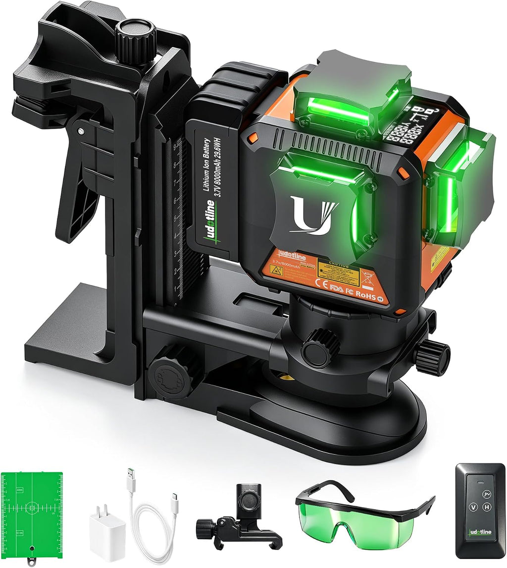 3x360° Nivel Láser Verde Autonivelante con Pantalla Digital