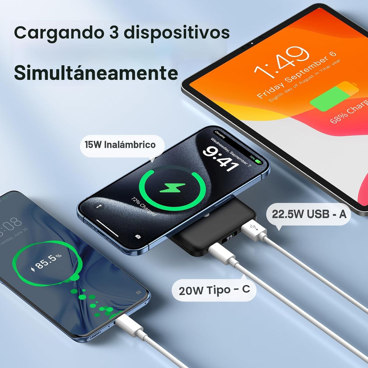 AOGUERBE Cargador Portátil para Mag-Safe, Banco de Energía Magnétic...