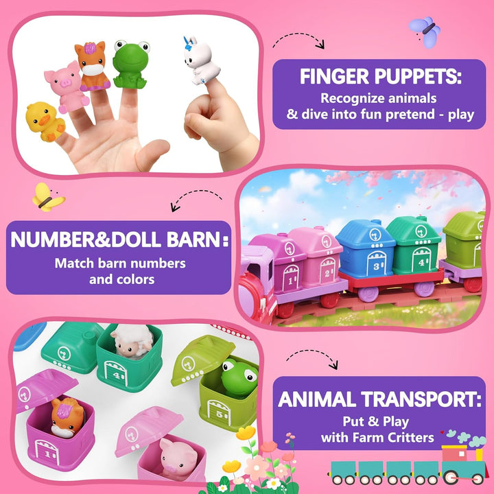 Juego de tren de juguete para niños de 1 a 3 años, juguete de apren...