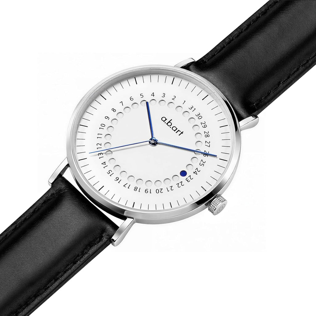 Reloj para Hombre a.b.art – Indicador de Fecha Saltante, Movimiento de Cuarzo Ronda, Cristal de Zafiro, Caja Ultrafina de Acero Inoxidable, Reloj de Pulsera Minimalista Estilo Bauhaus 41MM