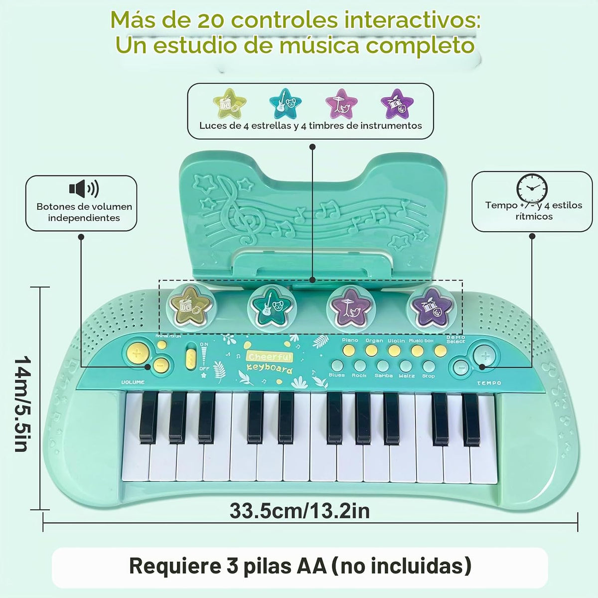 Sealive Teclado de Bebé para Niños Pequeños con Teclado de 24 Teclas para Niños de 1 a 3 Años