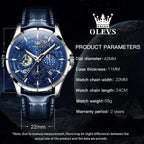 Reloj para Hombre OLEVS Esfera Cielo Estrellado Fase Lunar Lujo Negocios Analógico Cuarzo Clásico Casual Fecha Resistente al Agua Luminoso