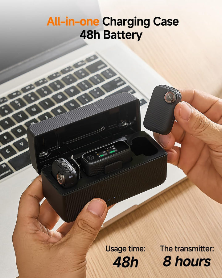 PQRQP Micrófono S20 (2 TX + 1 RX + funda de carga), mini micrófono...