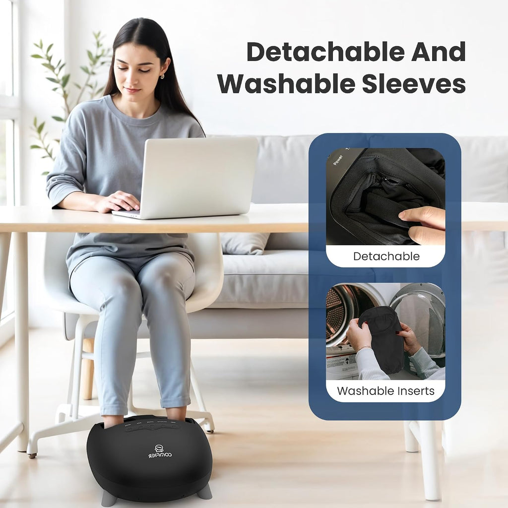 COMFIER Shiatsu - Masajeador de pies con calor para neuropatía de fascitis plantar, masajeador de pies con vibración de amasamiento profundo para mamá, papá, hombres y mujeres, uso en casa y oficina