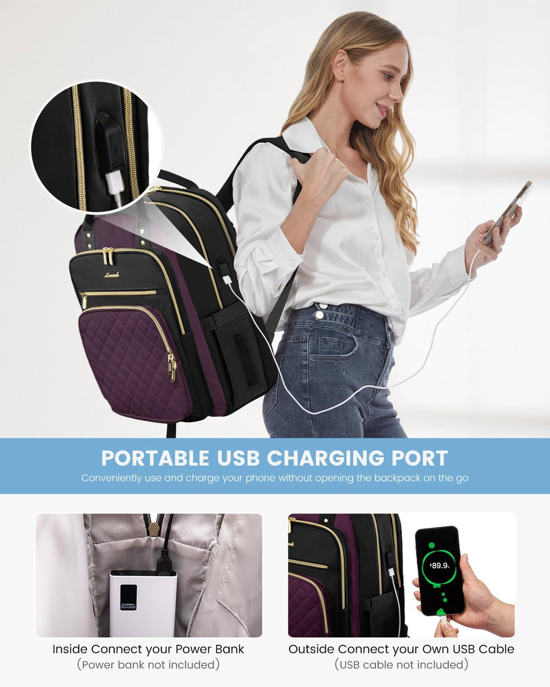 LOVEVOOK Mochila para laptop para mujer con compartimento separado...