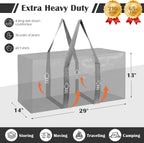 Paquete de 6 bolsas de mudanza con cremallera lateral completamente abierta, extra grandes de 93 L, resistentes al agua, plegables para almacenamiento para dormitorio universitario, mudanza y organización del hogar, color gris
