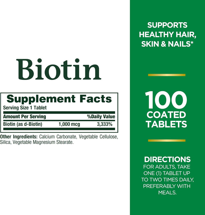 Nature's Bounty Biotina, suplemento vitamínico, apoya el metabo...