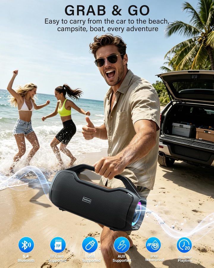 Altavoz Bluetooth portátil de graves de 120 W, potente altavoz inal...