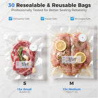 Selladora de Al vacío de Manos Compacta con 30 Bolsas de Almacenamiento Reutilizables