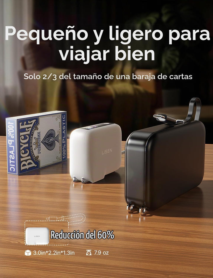 LISEN - Cargador portátil 3 en 1 con enchufe de pared, mini banco d...