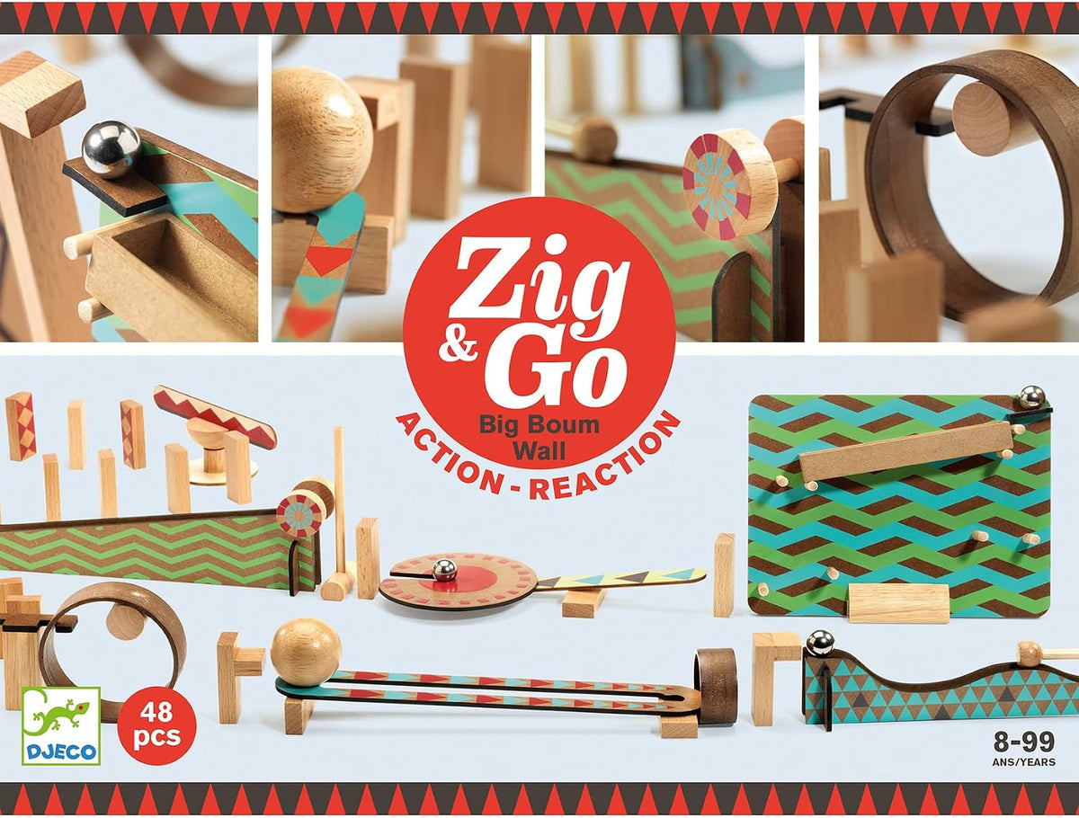 DJECO Zig & Go, juego de reacción en cadena para niños, 48 piezas