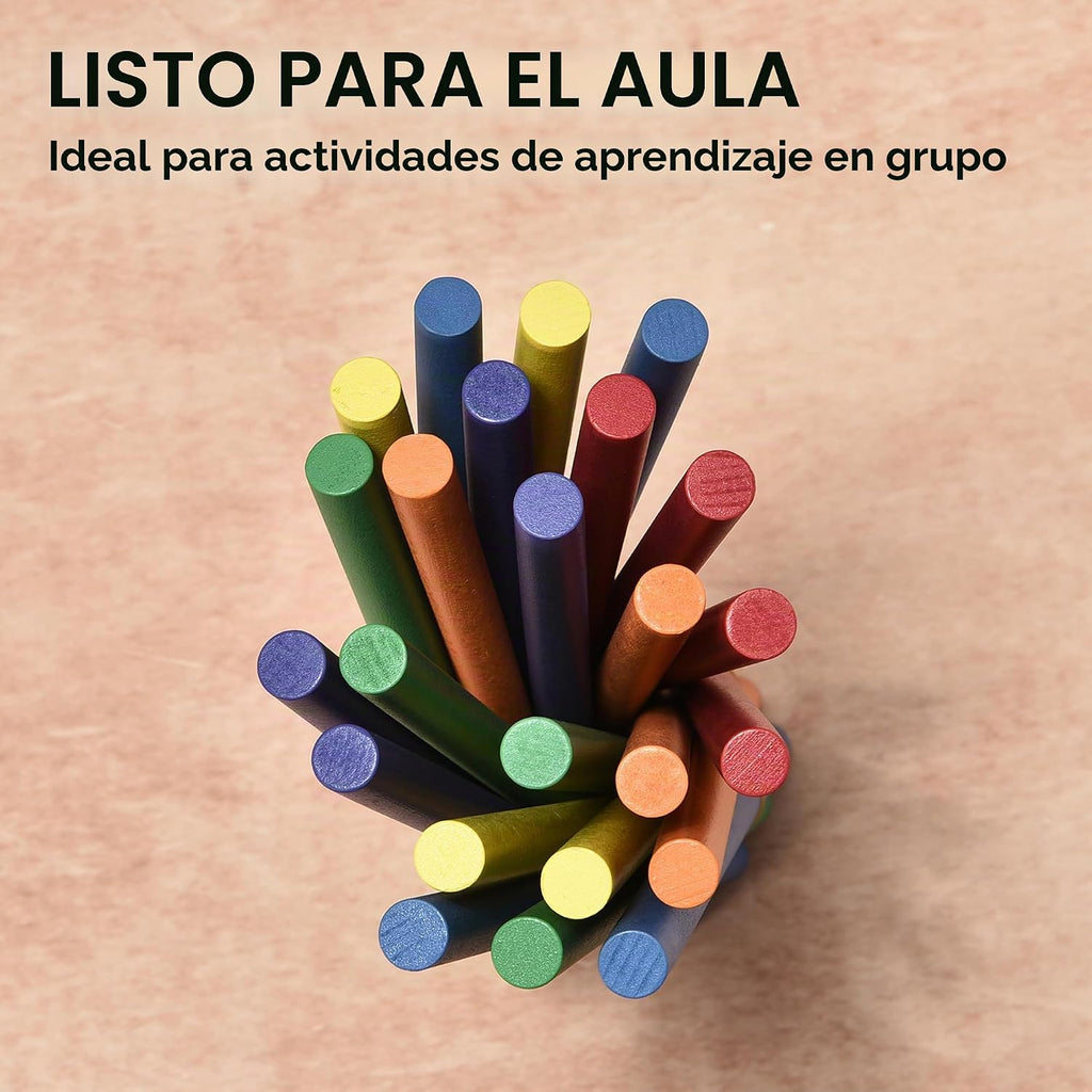 60 palos de ritmo para niños a granel, 12 pulgadas de madera Lummi Sticks música aula instrumentos de percusión, 6 colores