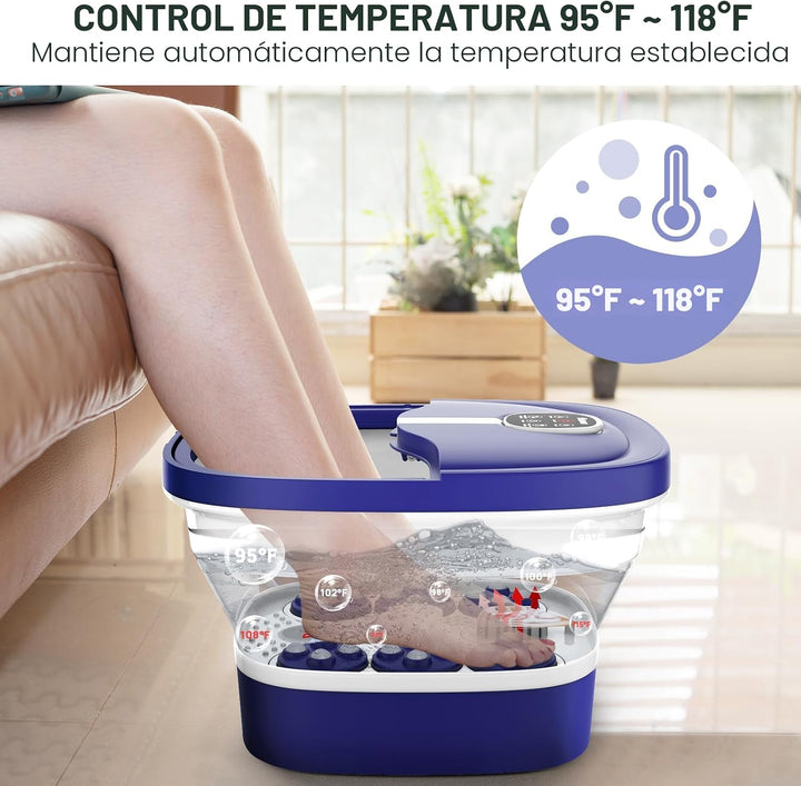 HOSPAN Masaje giratorio eléctrico plegable para pies, baño de pies...
