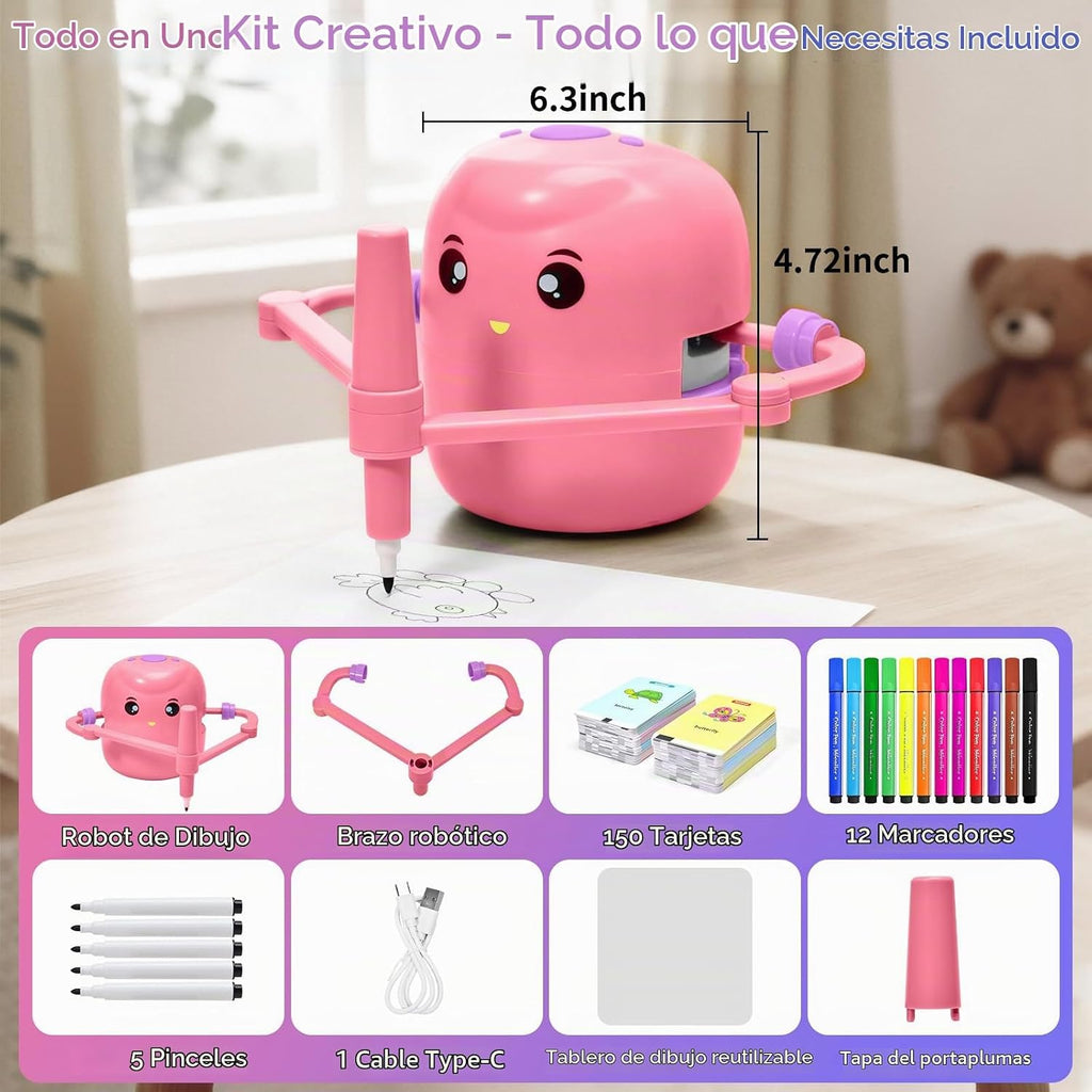Robot de dibujo para niños, 150 tarjetas de juguete para edades de 3, 4, 5