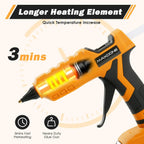 Pistola de pegamento caliente inalámbrica de 100 W para batería DeWalt de 20 V MAX (solo herramienta), pistola de pegamento inalámbrica de tamaño completo con 12 barras de pegamento (0.43 pulgadas) (11mm) para arte, manualidades, manualidades, reparación