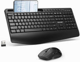 TECKNET Combo de teclado y mouse inalámbricos, teclado ergonómico d...