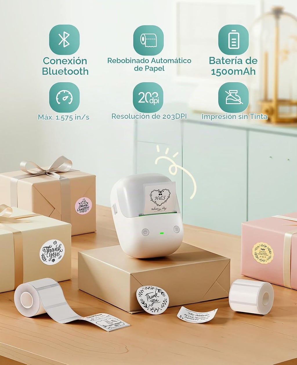 NIIMBOT Máquina etiquetadora B2 con cinta para oficina en casa, gris y