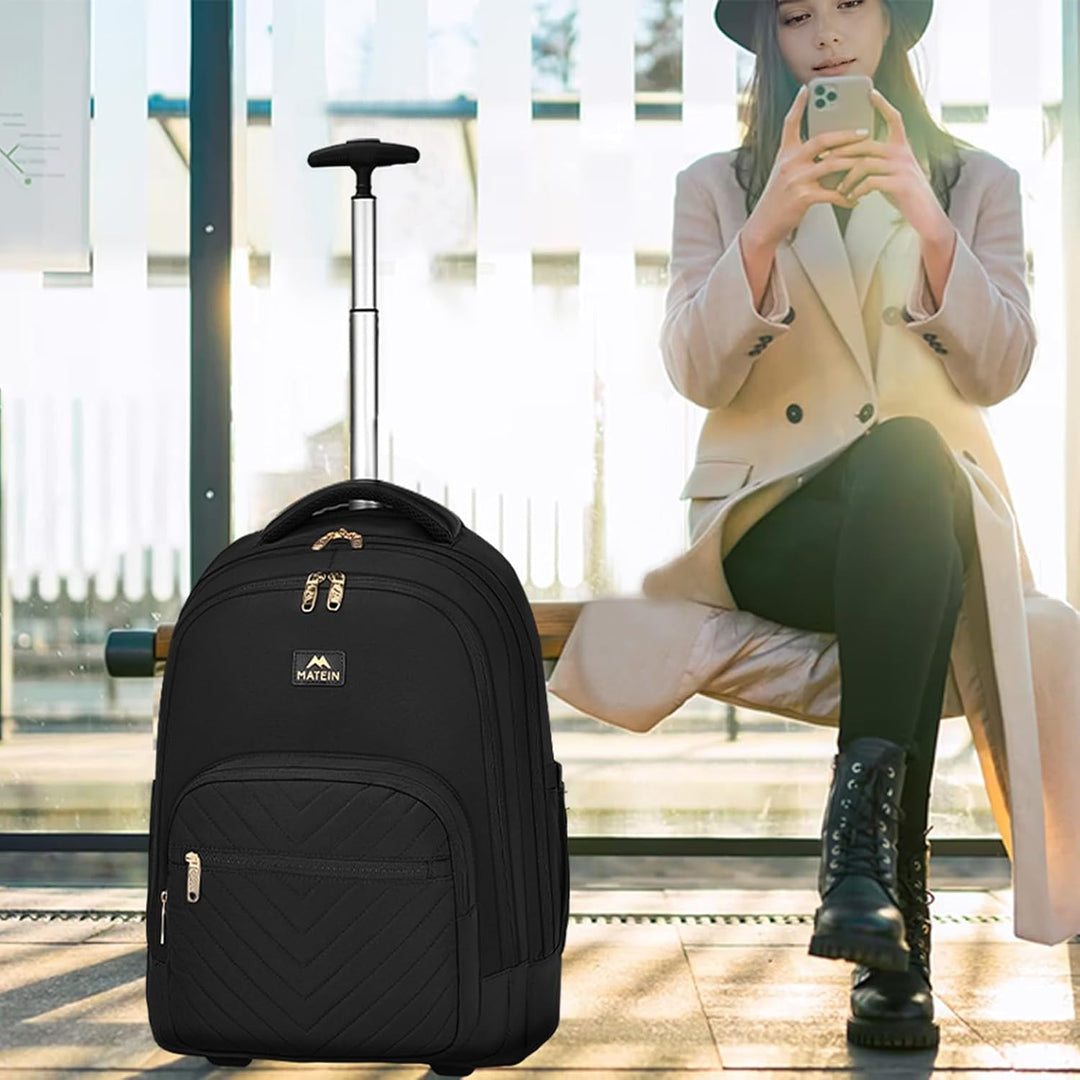 MATEIN - Mochila con ruedas para mujeres, para laptop de 17 pulgada...
