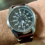 Boyarca Pilot Watch - Reloj de pulsera de aviador para hombre, movimiento automático, retro, caja de acero inoxidable con luminoso impermeable