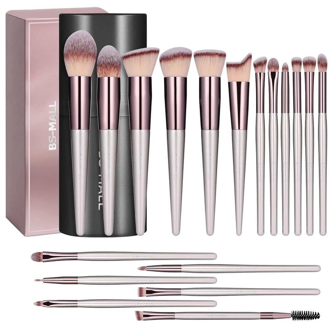 BS-MALL Juego de brochas de maquillaje, 18 piezas, base sintética d...