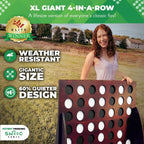 Swooc Juegos - Premium XL Giant 4 in A Row (4 pies x 3 pies) para todo tipo de clima con funda de transporte y diseño 60% más silencioso - Juego gigante para conectar al aire libre - Juegos al aire