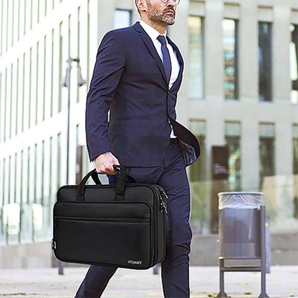Bolsa de 17" para computadora portable, maletín de viaje con organizador, correa para colgar al hombro expansible, impermeable, para llevar computadora de 15.6", para hombre y para mujer.