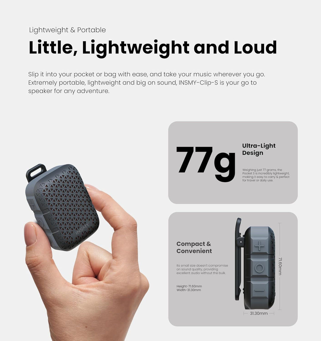 INSMY Altavoces Bluetooth portátiles, impermeabilidad IP67, altavoz...