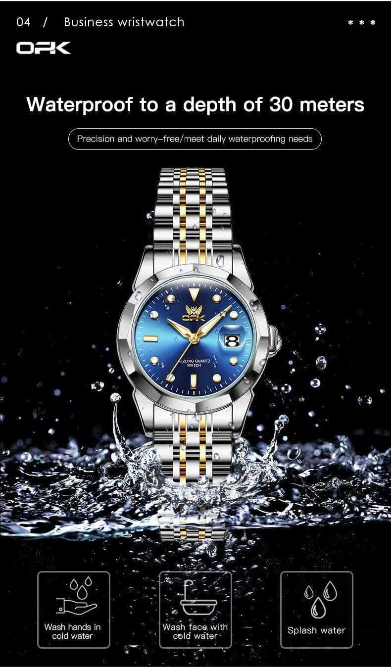 OPK Reloj de pulsera para mujer de acero inoxidable para mujer