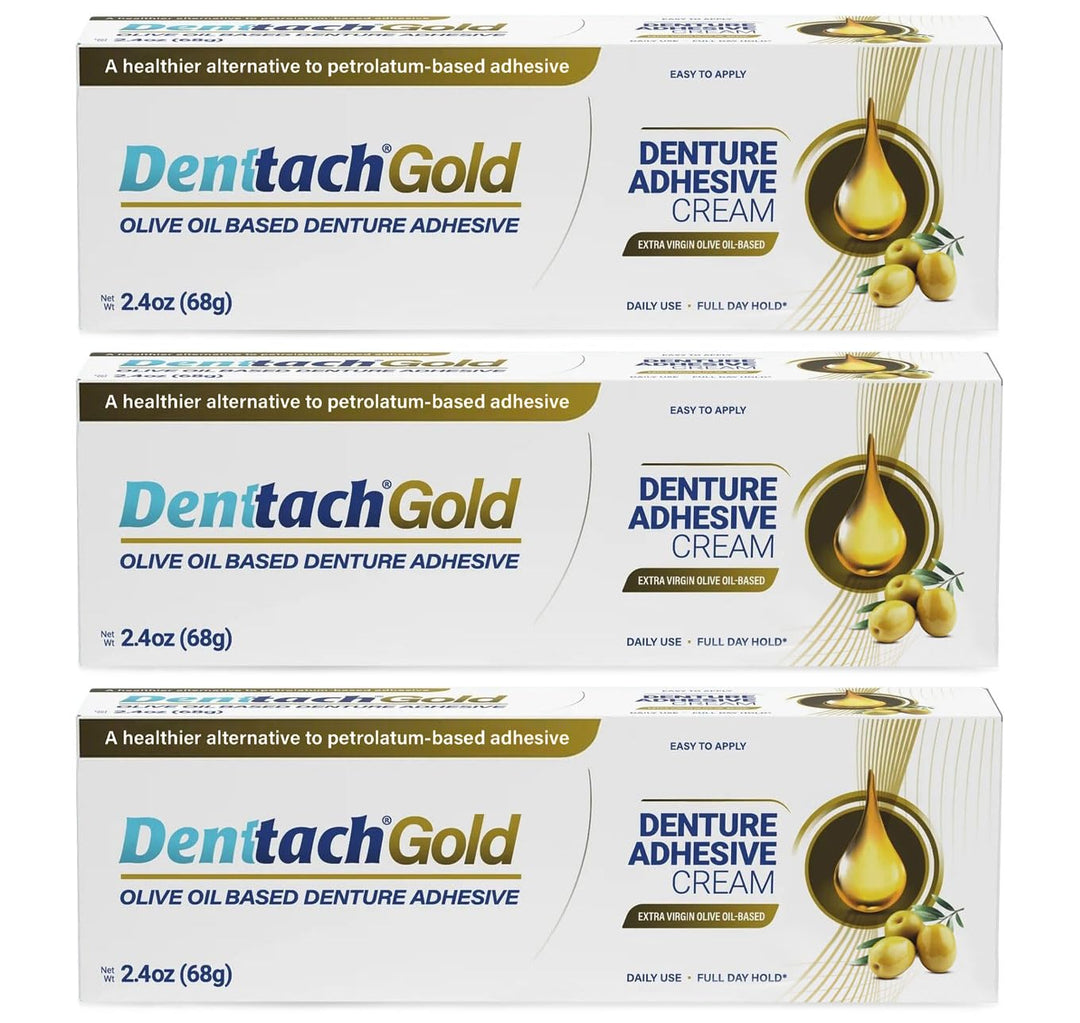 Denttach Gold - Adhesivo para dentaduras postizas, sin petróleo, a...