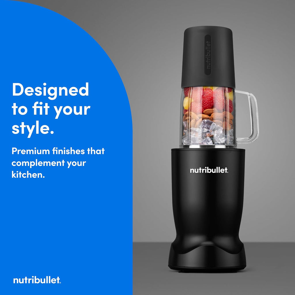 nutribullet Turbo Tumbler Edition, licuadora personal para batidos y bebidas congeladas, vaso de 24 onzas con bota, vaso de 32 onzas, tapas de viaje y para llevar, 1000 W, negro mate, NB30400AK